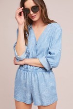 NWT Cloth  Stone Anthropologie Chambray Romper Womens Size XL