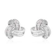 Jewelry Gift Diamond Knot Stud Earrings 925 Sterling Silver Engagement Ct 0.3