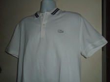 Mens Lacoste Size 6 Polo White W/ Blue Trim