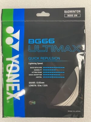 New Yonex BG66 Ultimax 66UM Badminton String (1 Pack) White
