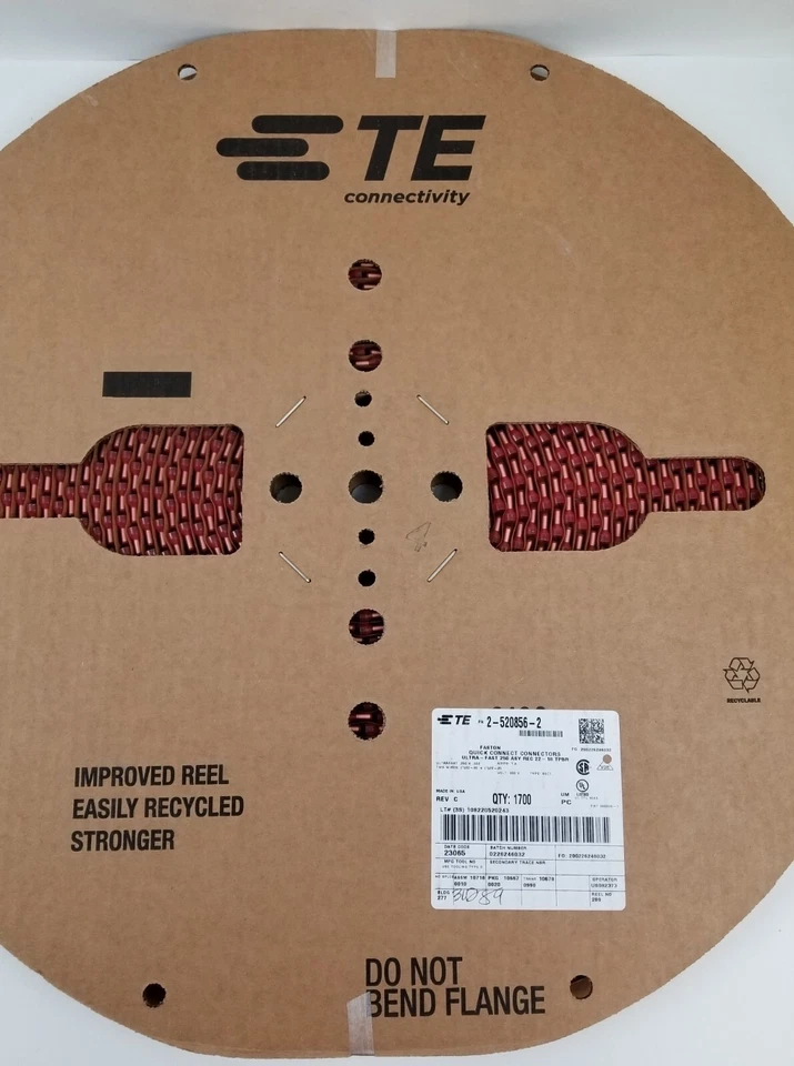 TE Connectivity 2-520856-2 22-18AWG Red FASTON Crimp Socket Pins 1700pcs NEW - Image 2 of 4