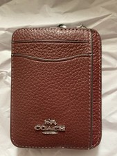 Coach Zip card case with chain WINE NEW NO TAG