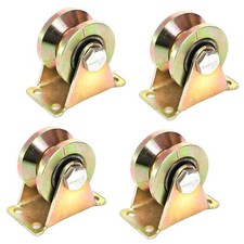 4x 2in 2" V Groove Wheel Sliding Gate Bracket Roller Heavy Duty Caster Wheels US