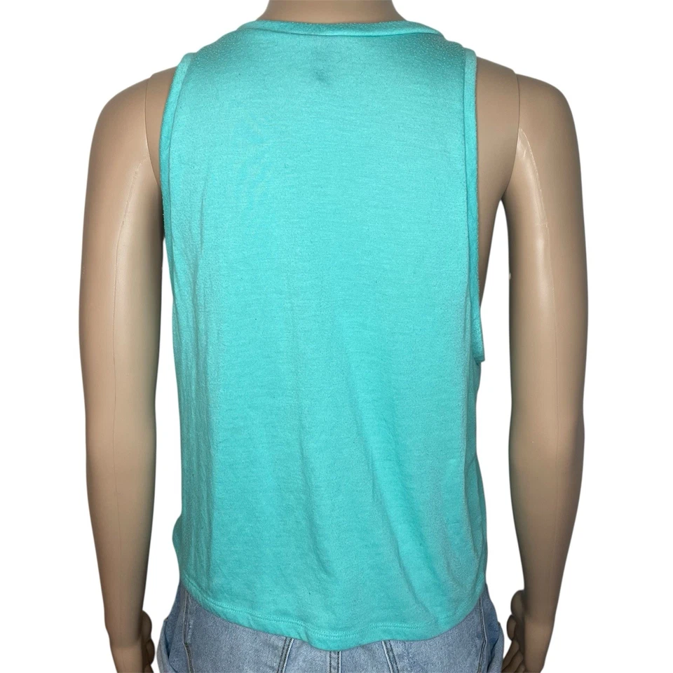 Nollie Teal & Black 休闲圆领音乐会图案无袖短背心 — 第 3/4 张图片