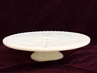 VTG 1950s Anchor Hocking Milk Glass 10" Round Pedestal Footed Cake Plate MCM