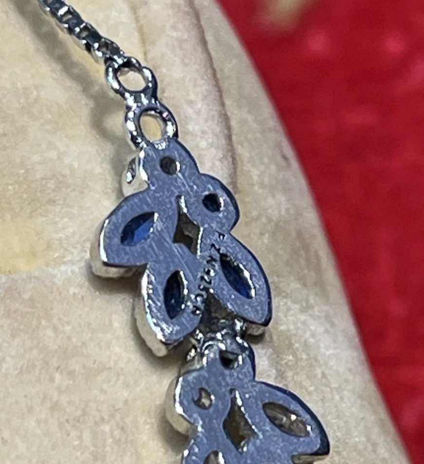 Vtg C  D'argent Sterling Silver 925 Dainty Adjustable Bracelet Blue & White CZs - Image 3 of 4