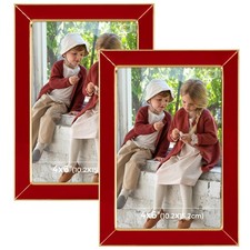 2 Pack 4x6 Gold Red Metal Photo Picture Frame Wall Tabletop Gallery Art Display