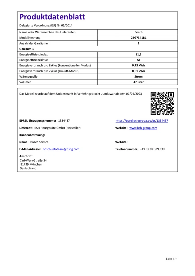 Bosch Kompaktbackofen Serie 8 CBG7341B1 Schwarz 47l 12 Heizarten A+ - Bild 3 von 4