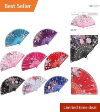 8pcs Vintage Floral Lace Folding Hand Fans for Weddings Parties and Dances
