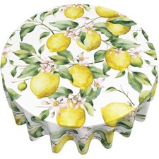 Lemon Round Tablecloth Waterproof Fabric Table Cover Washable 60  Lemon1
