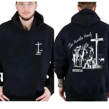 Bible Verse Hoodie   Double Sided She Humbles Herself 1 Peter 5:6 Pullover