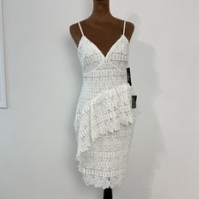 Lulus Lace Ruffle Sheath Dress Womens Small White New with tggs