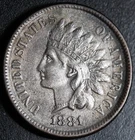 1881 INDIAN HEAD CENT - With LIBERTY & DIAMONDS - XF EF