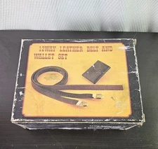 VTG Belt Set Leather 2 Belts, 2 Interchangeable Buckles, & Wallet Alligator New