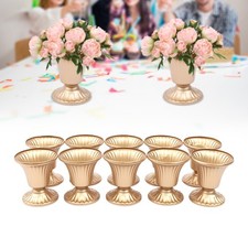 10 Pcs Trumpet Gold Metal Vases Wedding Party Centerpieces Retro Decor Vase