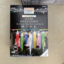 Gemmy Orchestra of Lights 24 LED Icicle Lights Color Changing Musical Lightshow