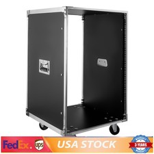 19 Inch 16U 4 Post Server Rack Open Frame Rolling Network Data Rack w/ Casters