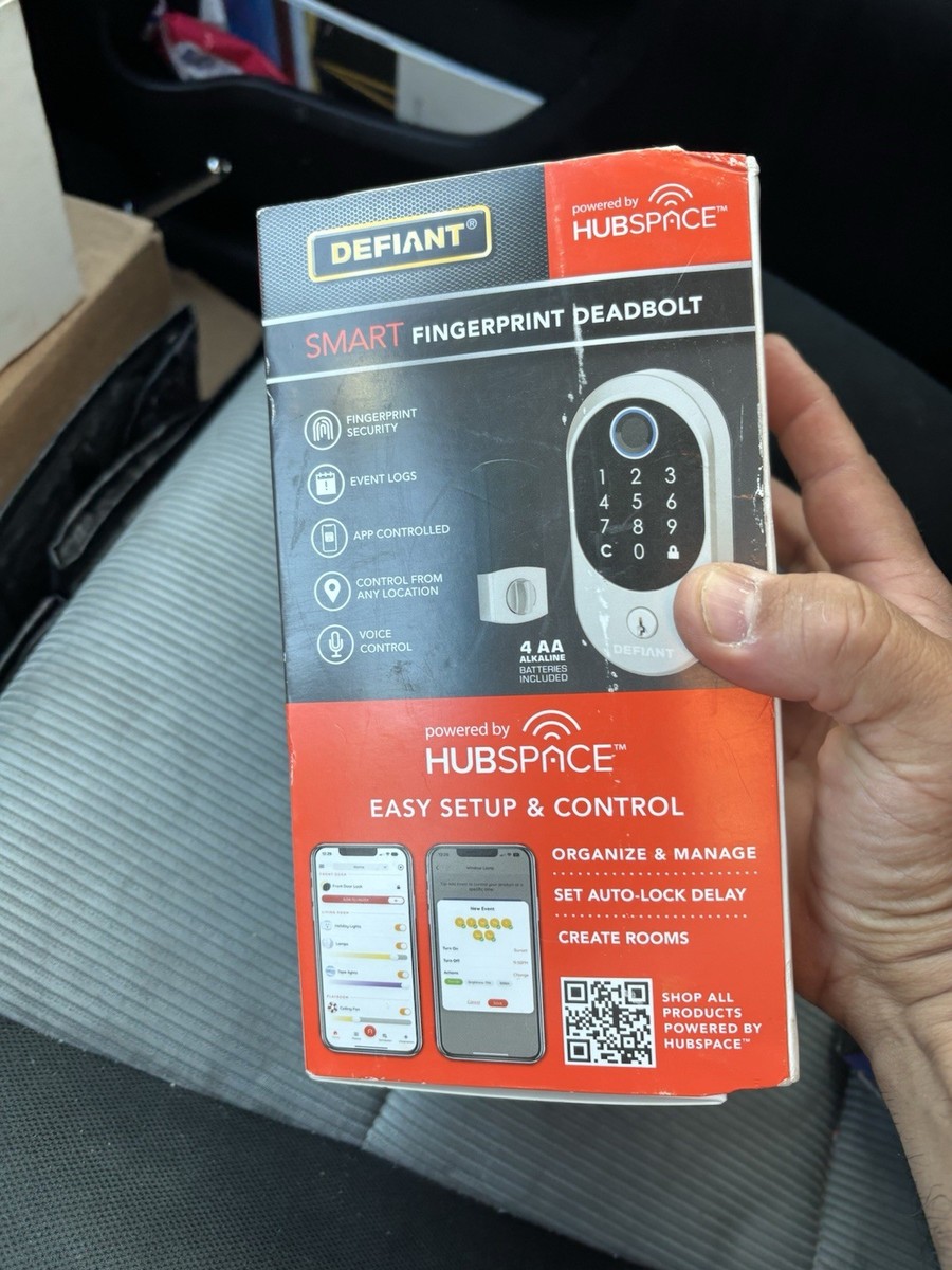 Serrure Connectée Defiant Smart Deadbolt – Empreinte Digitale, Finition Nickel Satiné – NEUVE