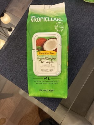 Tropiclean Hypoallergenic Wipes for Cats Dogs Puppies Kitten 100 Wipe