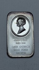 Vintage Madison Mint James K. Polk Cameo 1 Ounce Silver Bar