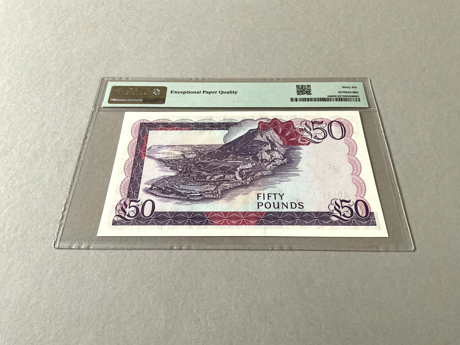 Gibraltar 50  Pounds P-24 1986  PMG 66 EPQ