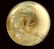 Vintage German Moonglow Glass Button Rare Pictorial Anchor and Waves