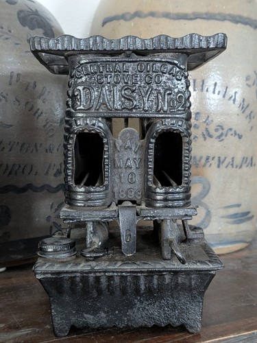 Rare 1893 Daisy No 2 Sad Iron Heater Stove Central Oil Gas Stove PAT MAY 16 NICE