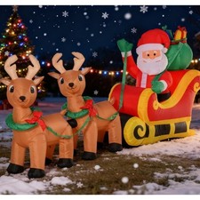 Christmas Inflatable Santa Claus with Sleigh and Reindeer Outdoor Blow-Up LED