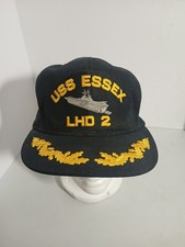 VINTAGE USS ESSEX LHD 2 NAVY CAP-IO SNAPBACK Hat Scrambled Eggs Made in USA