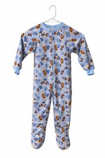 Vintage Carter's 2T Blue Fleece Footed Pajamas Football Sports Zip with tag