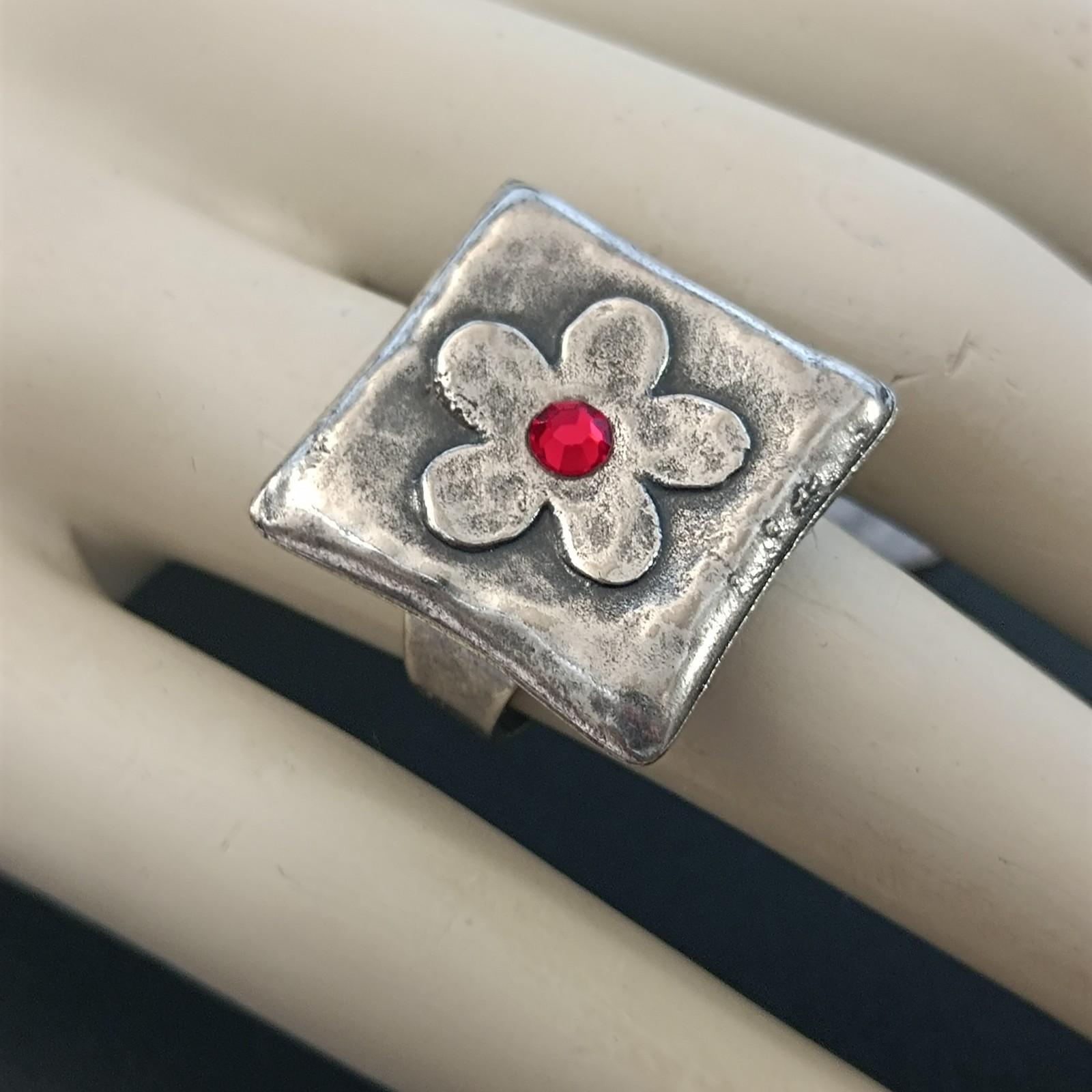 Bold Modernist Statement Ring Adjustable Square A… - image 14