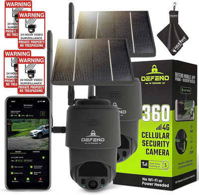   Defend 360 Cellular Security Camera, 4K Photos, 1080P Video, Solar + Rechargea