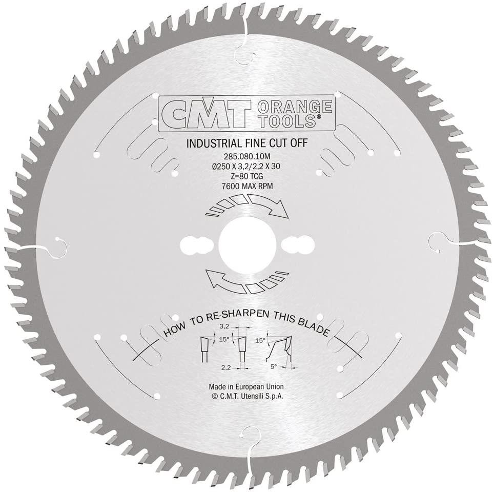 CMT 250mm 30B 80T Industrial Finish Crosscut Circular Saw Blade Wood 285.080.10M