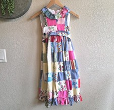 Hand Sewn patchwork sleeveless Girls Size 5/6 cotton midi Dress Cottage Prairie