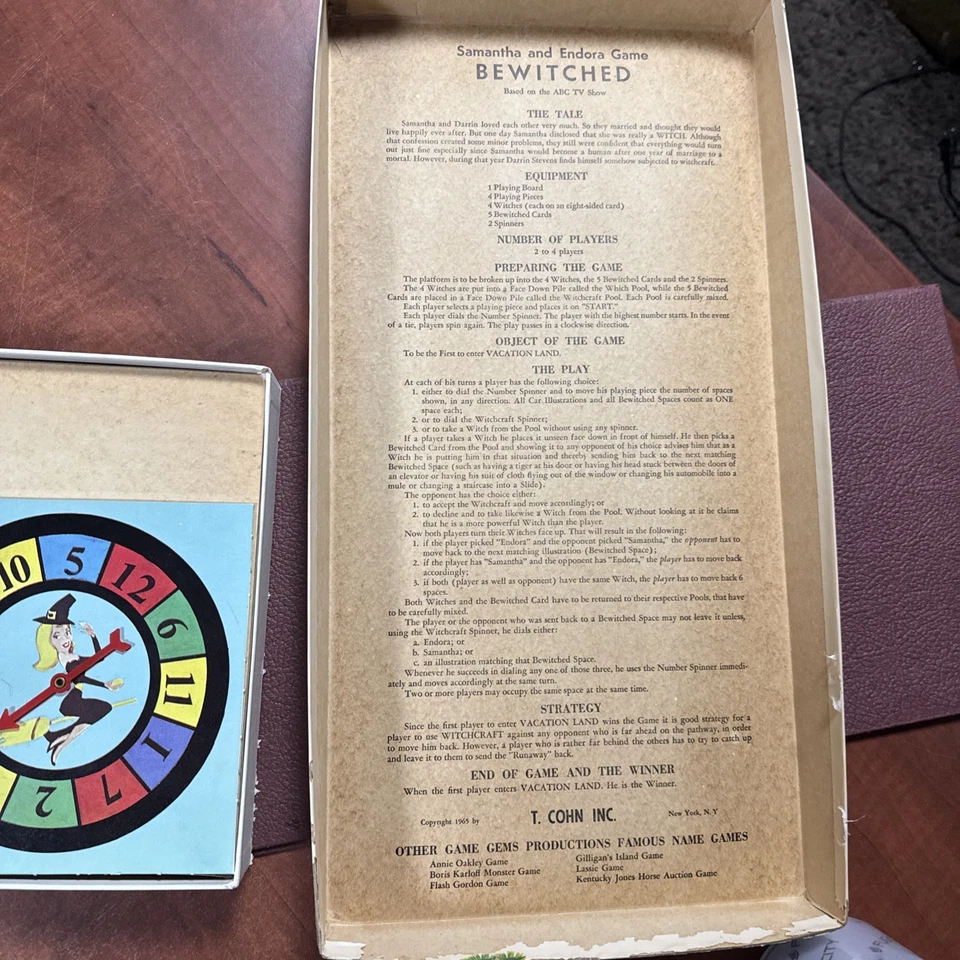 Vintage 1965 GAME GEMS BEWITCHED BOARD GAME 100% COMPLETE IN GOOD CONDITION. - Image 3 of 4