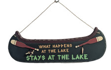 What Happens At The Lake Stays At The Lake Wall Cabin Placa Pesca Canoa NUEVO