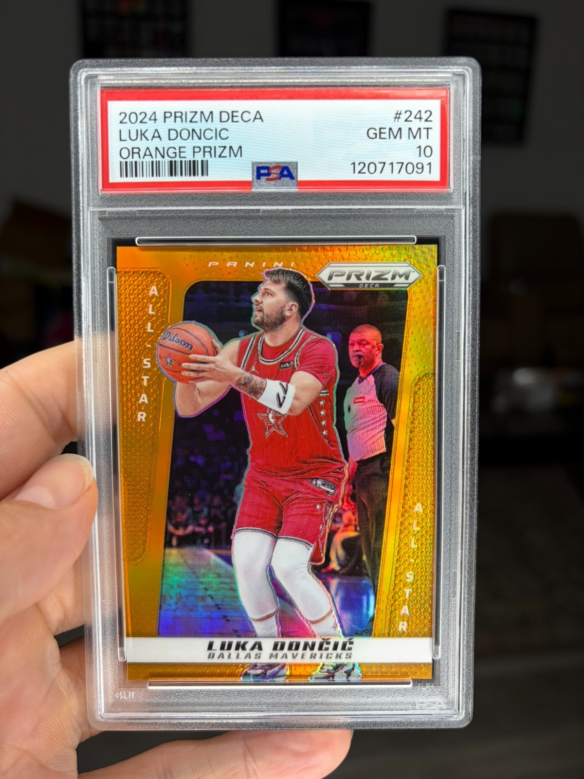 2024 Panini Prizm Deca Orange Prizm /49 Luka Doncic PSA 10 Gem Mint Pop 1