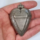 Antique Scandinavian White Metal Hovedvandsaeg Vinaigrette Spice Box Heart Shape