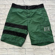 University Of Hawaii Warriors Board Shorts Medium Green Black Pocket READ DESC
