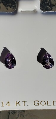Alexandrit Labcreated Birnenschliff Ohrstecker 14kt massiv Weißgold