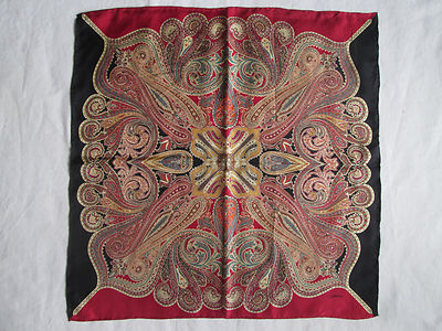 Foulard Carré Vintage CODELLO En Soie 100% - Bleu Nuit Et Ivoire - 54x54 Cm