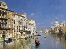 GRAND CANAL VENICE R. Santoro boat Tile Mural Kitchen Backsplash Marble Ceramic