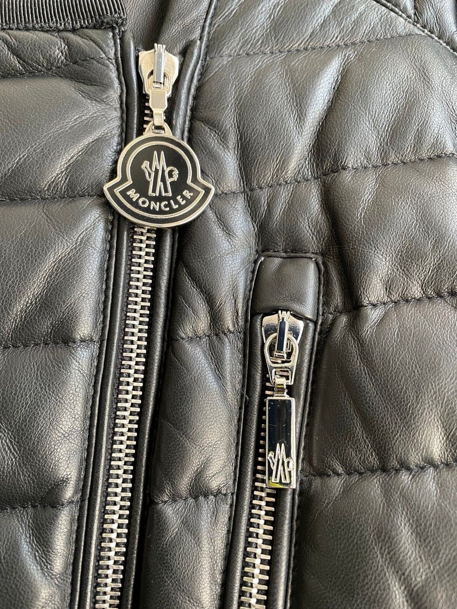 MONCLER ロコハッチフテットシャケット W1A000835963V 268 MONCLER Palomete Down Quilted LAMBSKIN Leather Asymmetric
