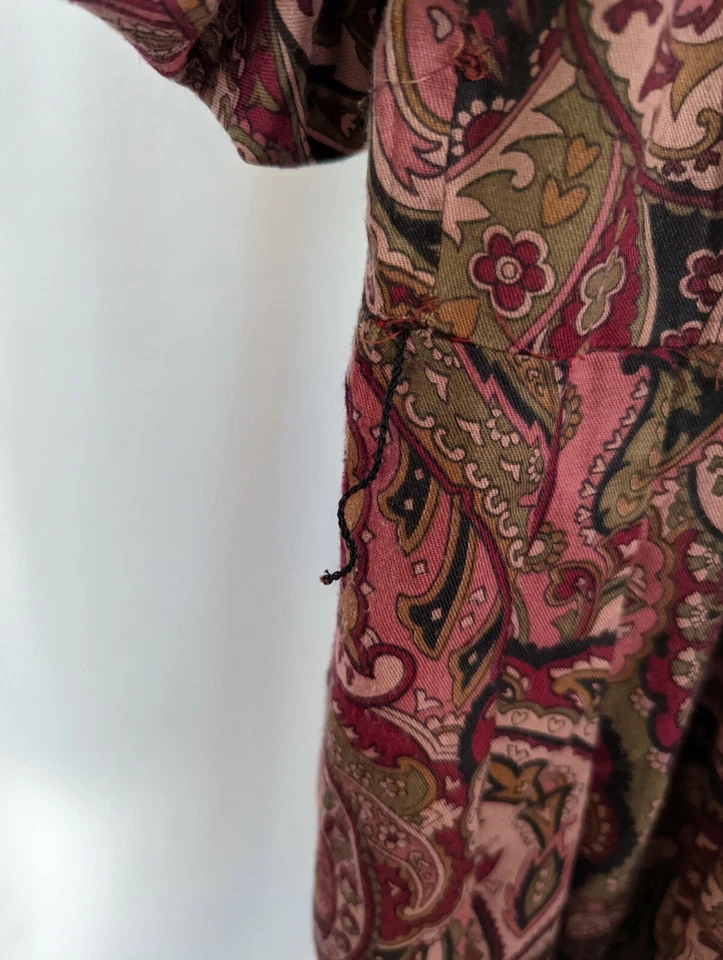 Vestido Victor Costa Ltd Vintage Años 70 NYC Bohemio Hippie Paisley Manga Abullonada 14 EE. UU. Foto 4 de 4