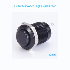 Guitar Kill Switch/Cutoff 12mm Black Momentary High Head Push Button Full Kit