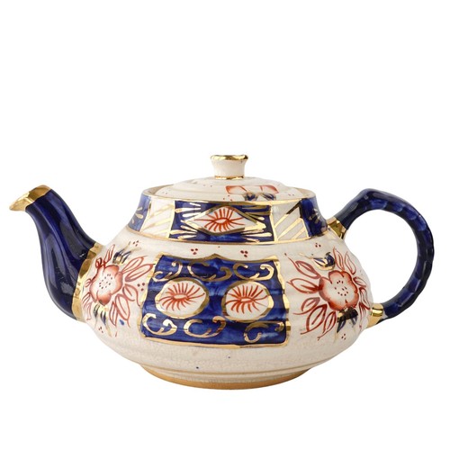 Vintage Sadler Imari Style Teapot Hand Painted Cobalt Blue & Gold with