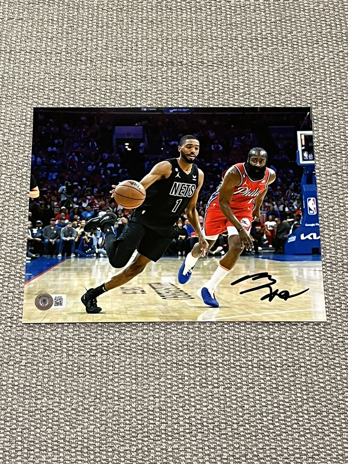 BECKETT COA MIKAL BRIDGES Autographed Signed Brooklyn Nets Basketball 8x10 Photo 