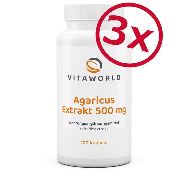 Vita World 3Er Pack Agaricus Blazei 500Mg 3 X100 Kapseln Abm Polysaccharide 20%-image