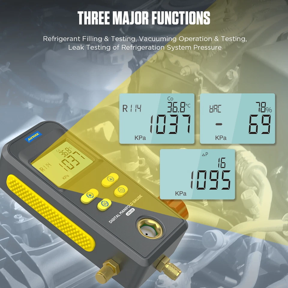 Herramienta de diagnóstico digital de aire acondicionado con medidor de colector de aire acondicionado de refrigeración Foto 3 de 4