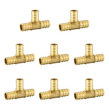 8 PCS PEX Crimp Brass Fitting Equal Tee 3/4" X 3/4" X 3/4" Brass Lead Free